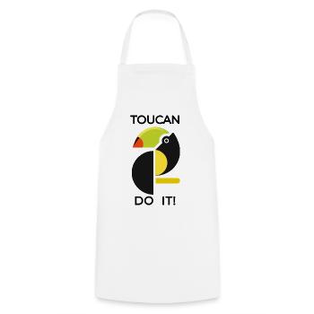 Abstrakter Tukan TOUCAN DO IT - Kochschürze - Weiß - Vorne - AI Model Male 185 dark (185cm)
