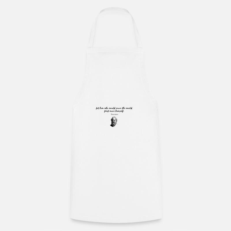 Quote Socrates " Let him who would move the world " - Cooking Apron - white
