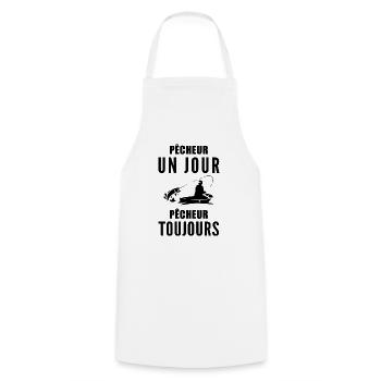 Pêcheur / humour pêche - Tablier de cuisine - blanc - Devant - AI Model Male 185 dark (185cm)