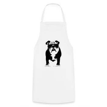 Chiens bouledogues avec lunettes de soleil vecteur cool - Tablier de cuisine - blanc - Devant - AI Model Male 185 dark (185cm)