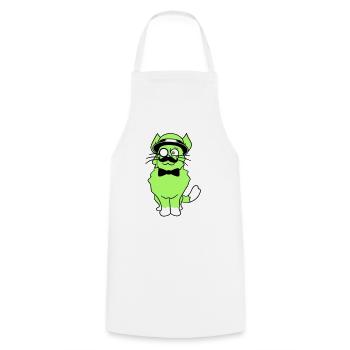 Sir Cat Gentleman Chapeau Costume Monocle Riche M. - Tablier de cuisine - blanc - Devant - AI Model Male 185 dark (185cm)