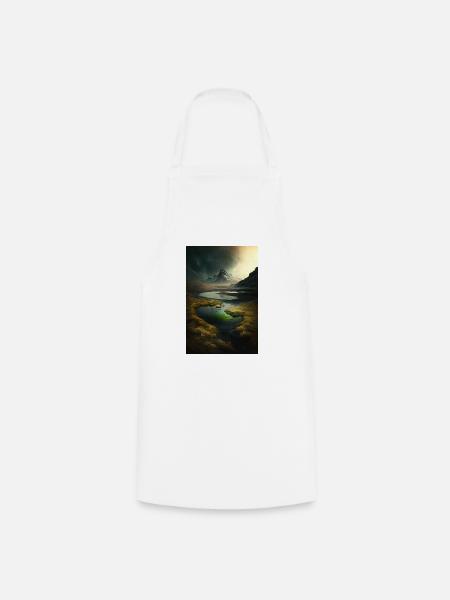Surrelistische Landschaft Berge Fluss Teich Wiesen - Kochschürze - Weiß