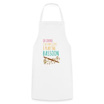 Instrument à vent en bois et instrument à vent basson - Tablier de cuisine - blanc - Devant - AI Model Male 185 dark (185cm)
