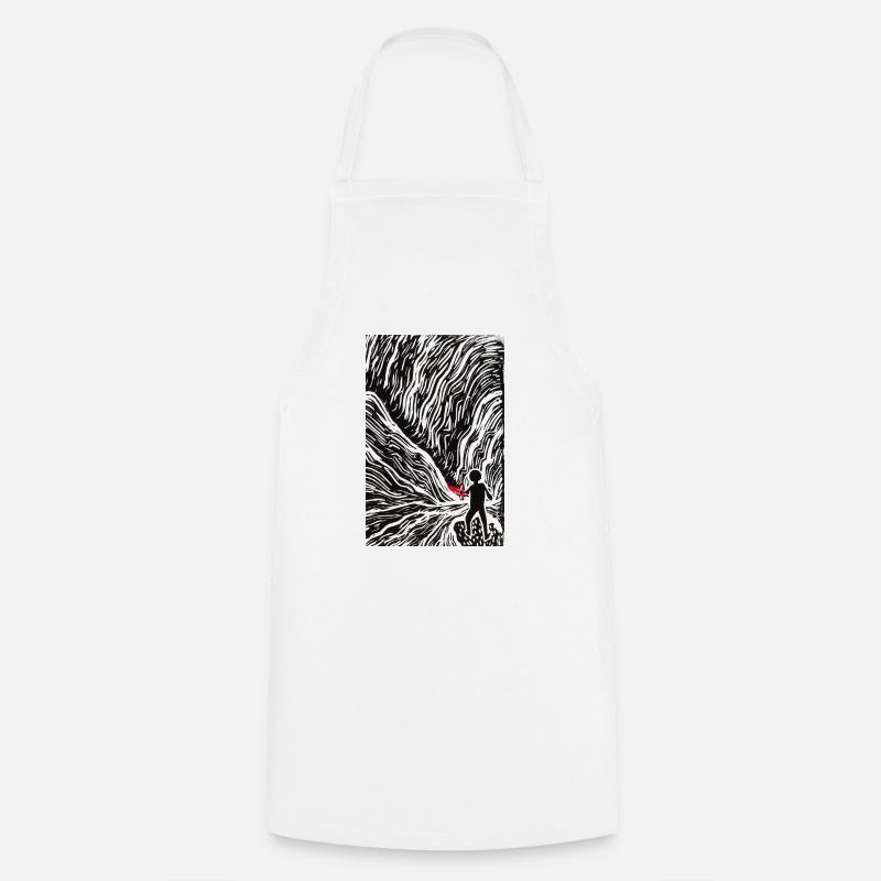 Linogravure Illustration version rouge et noir - Tablier de cuisine - blanc