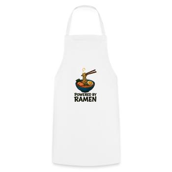 Powered by Ramen - Cool Japan Design - Cooking Apron - white - Front - AI Model Male 185 dark (185cm)