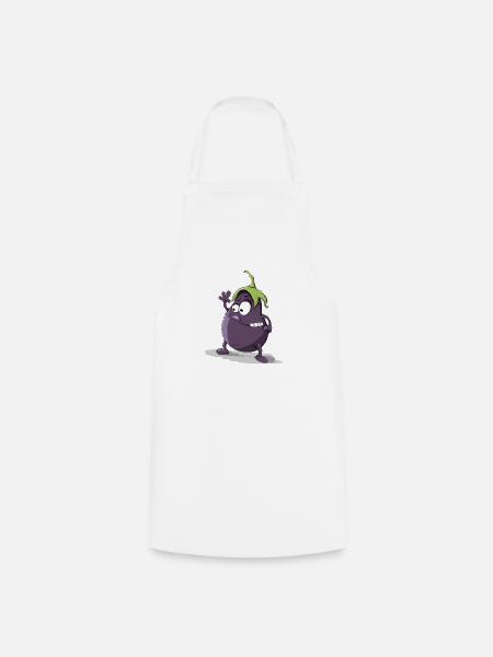 Lustige Aubergine Gemüse mit Gesicht Geschenkiddee - Kochschürze - Weiß