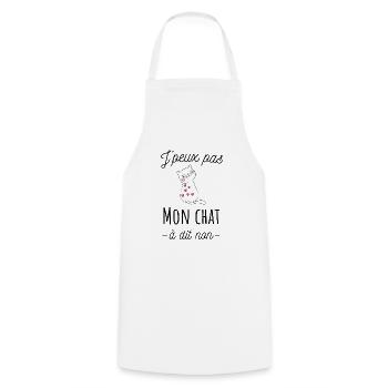 J'peux pas mon chat à dit non, humour de chat - Tablier de cuisine - blanc - Devant - AI Model Male 185 dark (185cm)