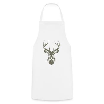 Cool Stag Illustration - Cooking Apron - white - Front - AI Model Male 185 dark (185cm)