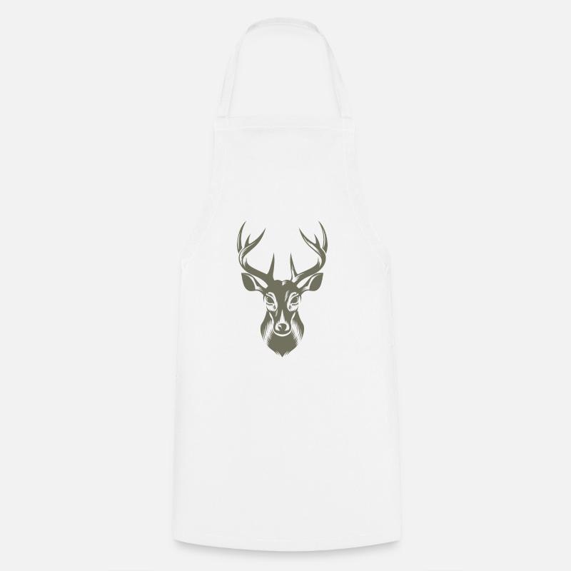 Cool Stag Illustration - Cooking Apron - white