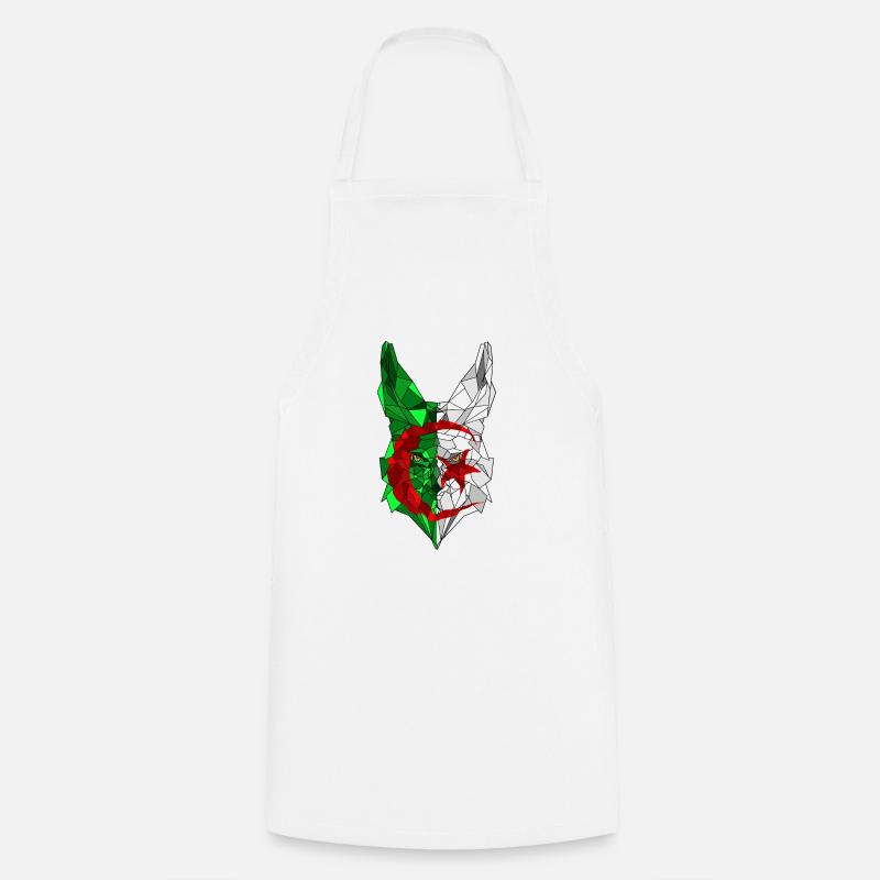 Fennec et drapeau de l'Algérie en polysphère 3 - Tablier de cuisine - blanc