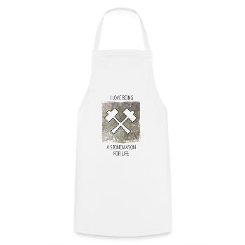 Stonemason Stone Sculptor Saying - Cooking Apron - white - Front - AI Model Male 185 dark (185cm)