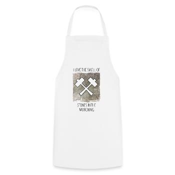 Stonemason Stone Sculptor Saying - Cooking Apron - white - Front - AI Model Male 185 dark (185cm)