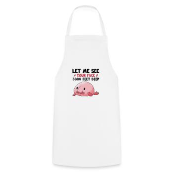 Costume de Blobfish - Visage de poisson Blob laid - - Tablier de cuisine - blanc - Devant - AI Model Male 185 dark (185cm)