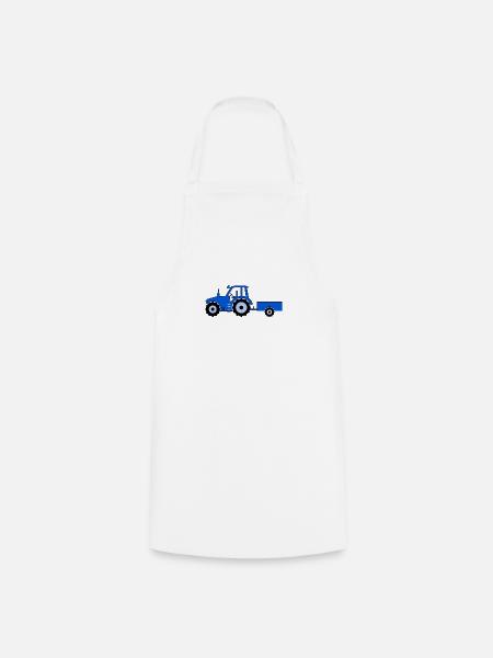 Traktor mit Anhänger blau - Kochschürze - Weiß