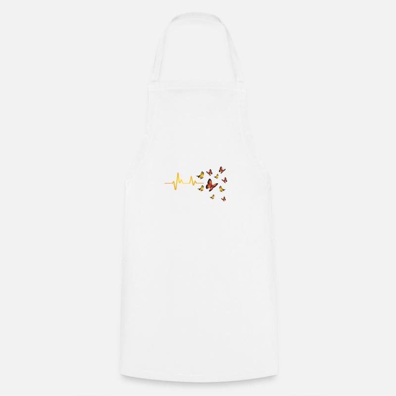 Drôle de papillon Heartbeat Design Papillon - Tablier de cuisine - blanc