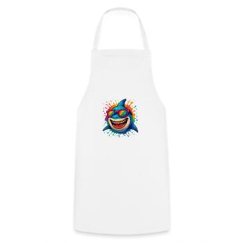 requin aquarelle coloré avec lunettes de soleil - Tablier de cuisine - blanc - Devant - AI Model Male 185 dark (185cm)