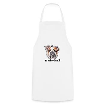 bouledogue, t'es sérieux mec ? - Tablier de cuisine - blanc - Devant - AI Model Male 185 dark (185cm)