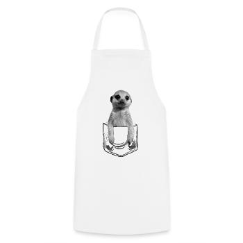 Baby meerkat in pocket pocket - Cooking Apron - white - Front - AI Model Male 185 dark (185cm)