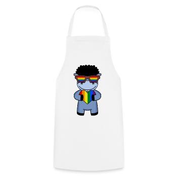 Arc-en-ciel - âne avec lunettes et cœur - Tablier de cuisine - blanc - Devant - AI Model Male 185 dark (185cm)