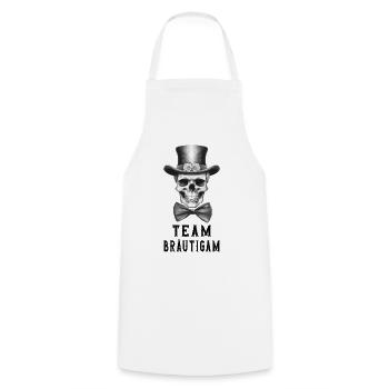 JGA Team Bräutigam Totenkopf Junggesellenabschied - Kochschürze - Weiß - Vorne - AI Model Male 185 dark (185cm)