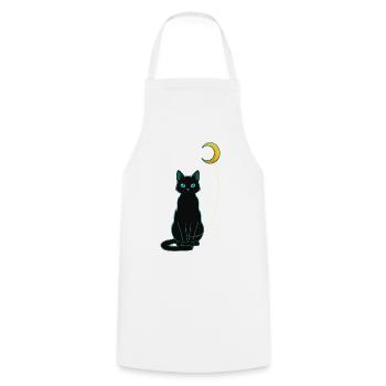 Schwarze Katzennacht mit Mondballon - Kochschürze - Weiß - Vorne - AI Model Male 185 dark (185cm)