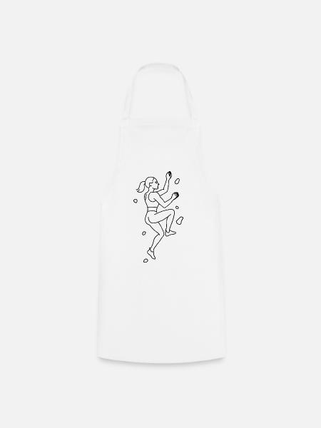 Bouldern Silhouette | Minimalistische Kletterin - Kochschürze - Weiß