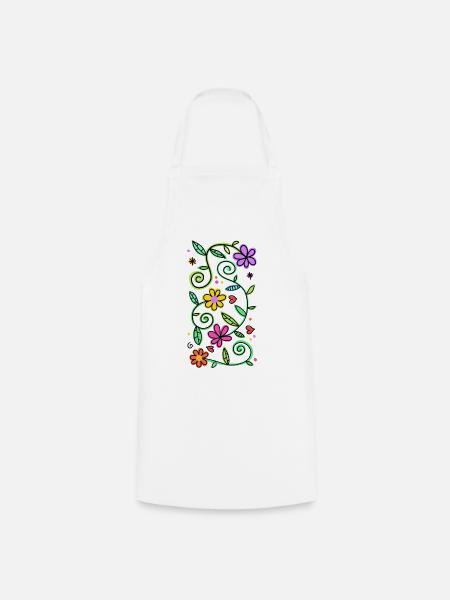 Dekorative Doodle-Gänseblümchen - Kochschürze - Weiß