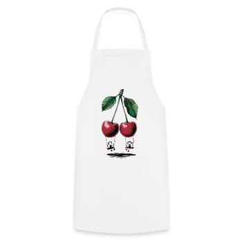 Illustration de cerises avec un look vintage de feuilles - Tablier de cuisine - blanc - Devant - AI Model Male 185 dark (185cm)
