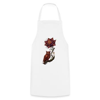 Luminescent Owl and Fire Flower - Cooking Apron - white - Front - AI Model Male 185 dark (185cm)