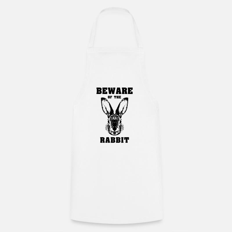 Caution rabbit rabbit - Cooking Apron - white
