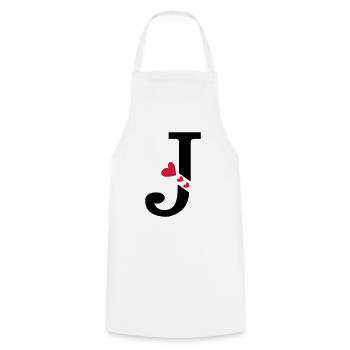 Capital letter J with hearts - Cooking Apron - white - Front - AI Model Male 185 dark (185cm)