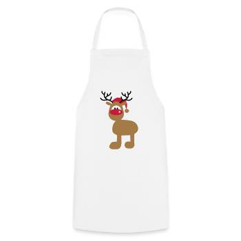 Elch mit Weihnachtsmütze - Kochschürze - Weiß - Vorne - AI Model Male 185 dark (185cm)