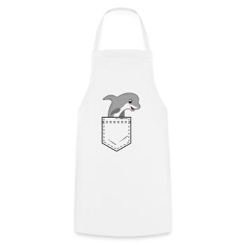 Shirt pocket with cute dolphin - Cooking Apron - white - Front - AI Model Male 185 dark (185cm)