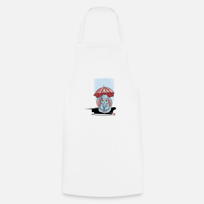 Elephant under his umbrella - Cooking Apron - white