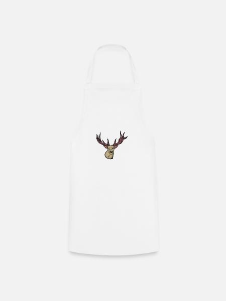 Unheimlich - Rentier - Hirsch - Hirschgeweih - Kochschürze - Weiß