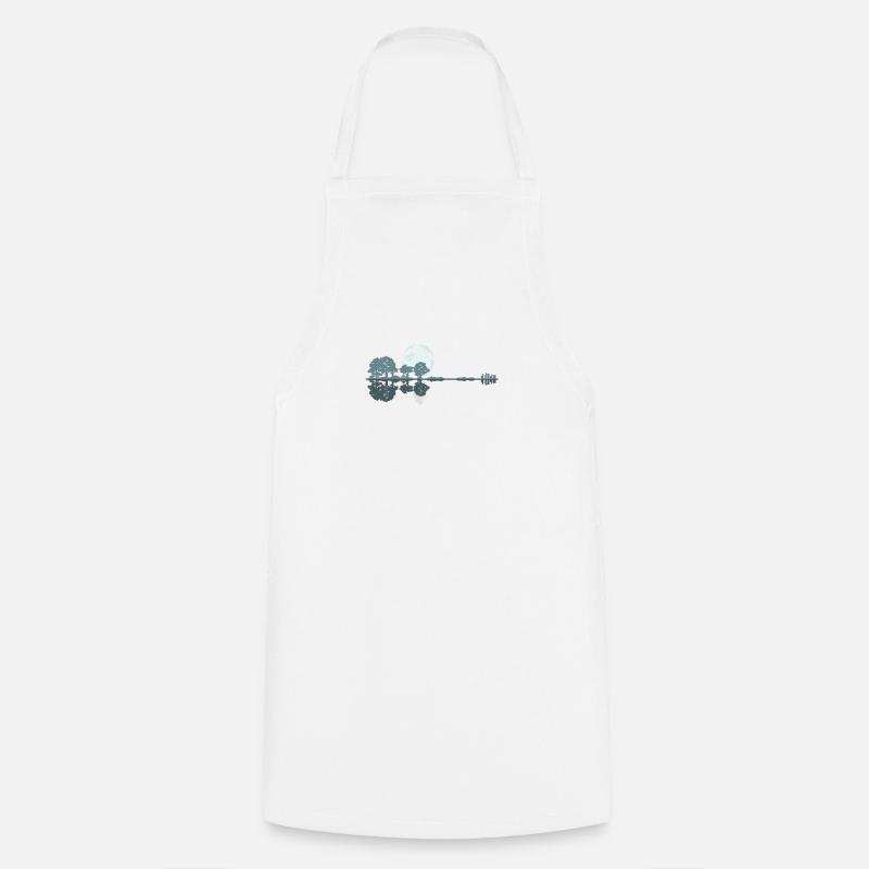 Guitar Lake Shadow Moonlight Gift Idea - Cooking Apron - white