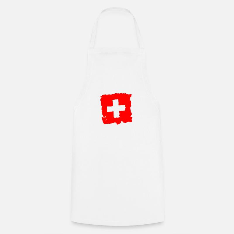 Drapeau de la Suisse - drapeau suisse - drapeau suisse - Tablier de cuisine - blanc