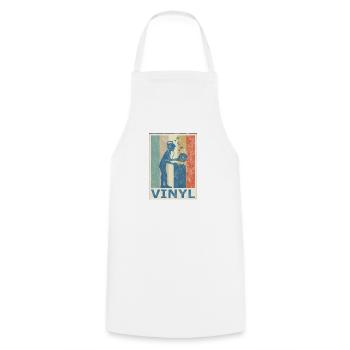 Retro Vintage Style DJ Deejee Vinyl Record - Cooking Apron - white - Front - AI Model Male 185 dark (185cm)