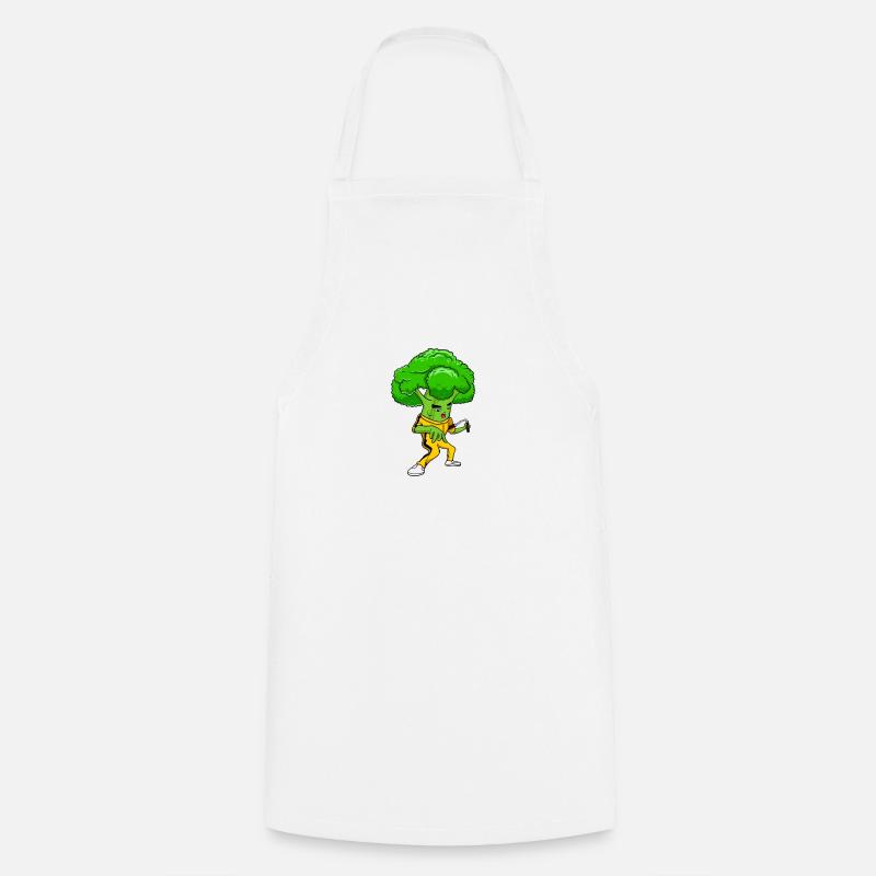 Broccolee Martial Arts Fun Karate Broccoli Shirt - Cooking Apron - white
