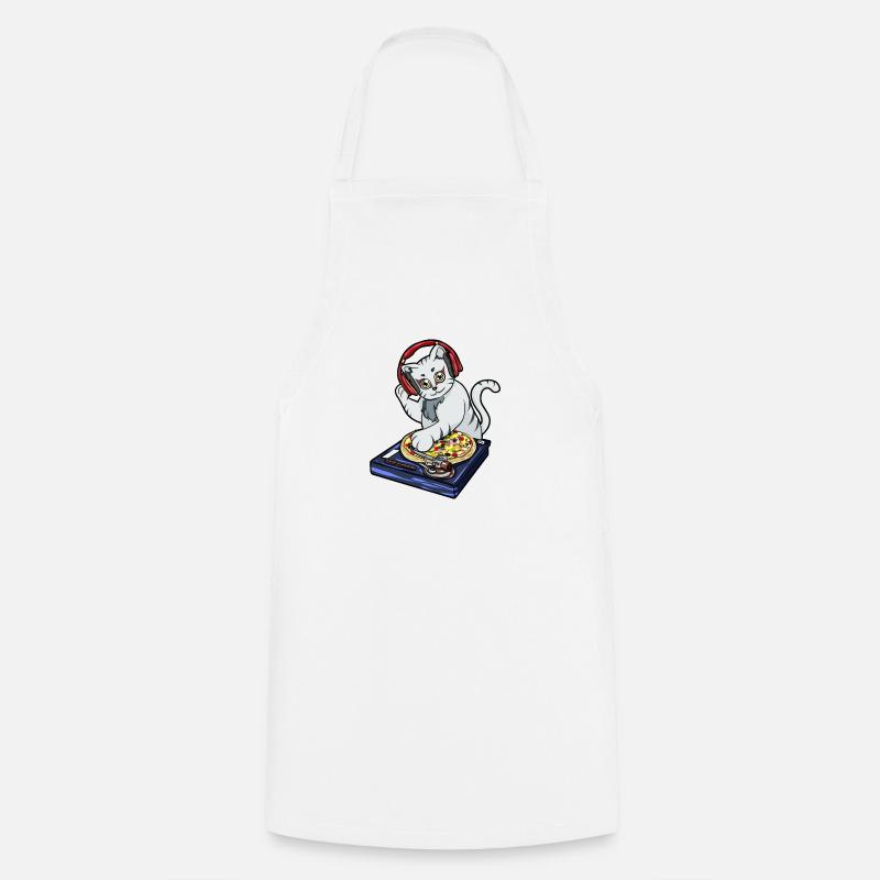 Chat Pizza DJ - Tablier de cuisine - blanc