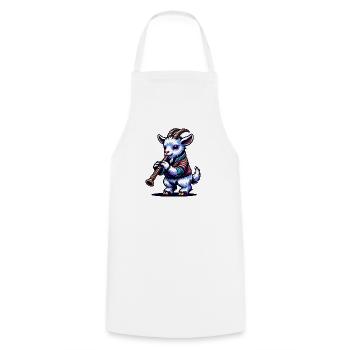 Cool chèvre jouant de la flûte Farm Design - Tablier de cuisine - blanc - Devant - AI Model Male 185 dark (185cm)