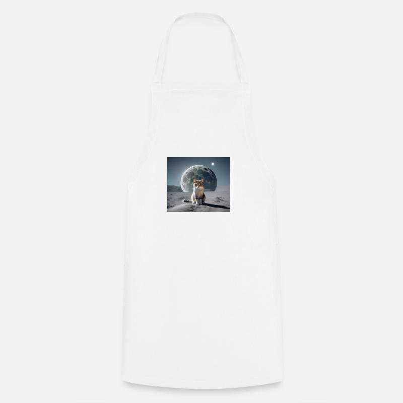 Cat on the Moon - Cooking Apron - white