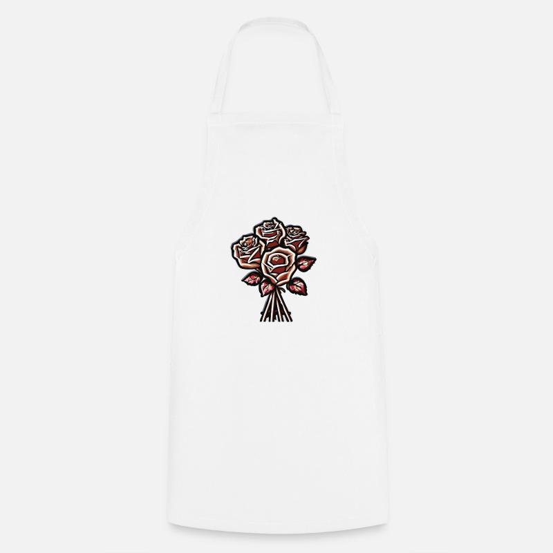 Bouquet de roses - Tablier de cuisine - blanc