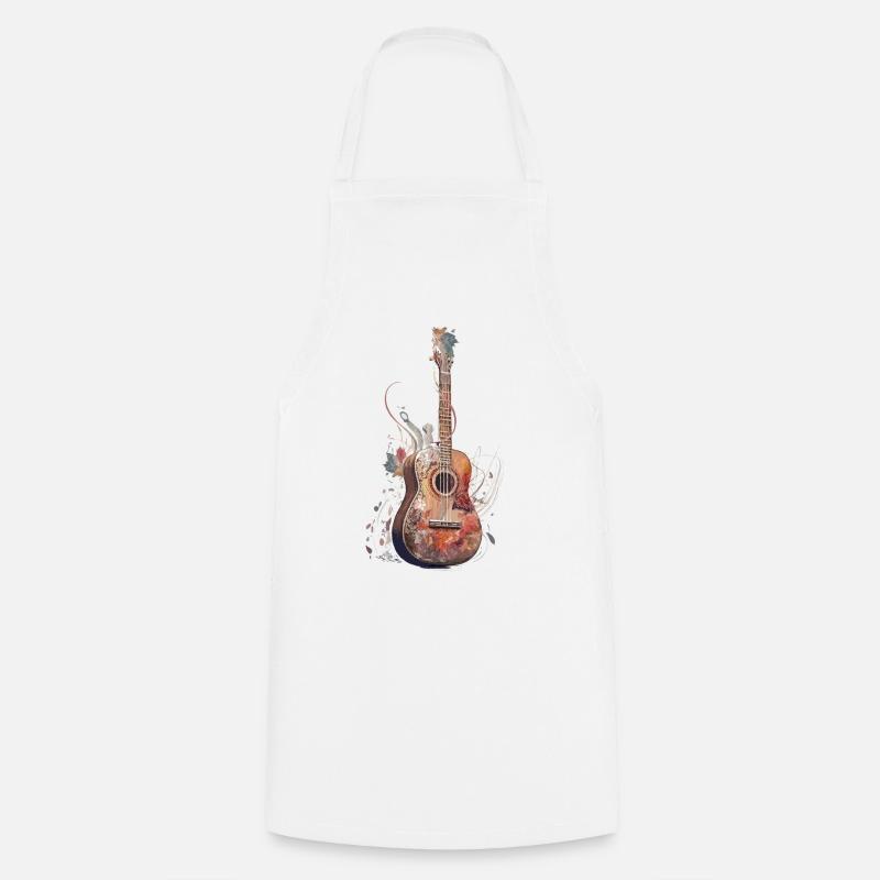 Guitare acoustique - Tablier de cuisine - blanc