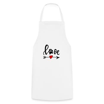 Love with Dog's Paw - Arrow with Heart - Cooking Apron - white - Front - AI Model Male 185 dark (185cm)