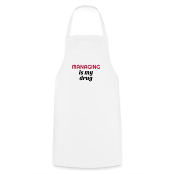 Manager Boss Chef Patron Work Job Society - Cooking Apron - white - Front - AI Model Male 185 dark (185cm)