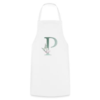 P Monogramme, Floral, Personnalisable - Tablier de cuisine - blanc - Devant - AI Model Male 185 dark (185cm)