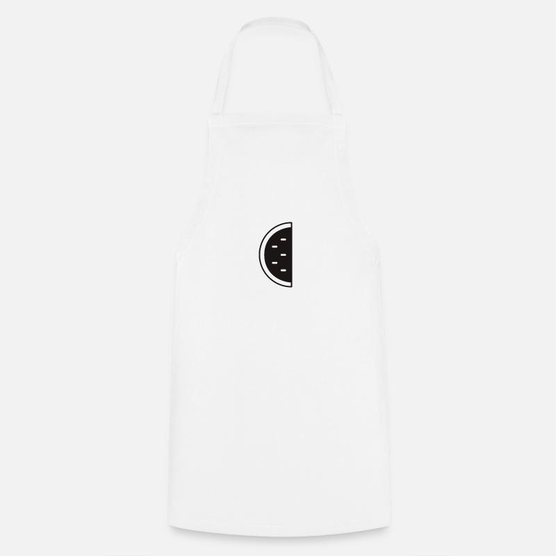 Minimalist black melon pattern - Cooking Apron - white
