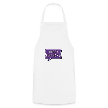 HAPPY BIRTHDAY. HAPPY BIRTHDAY. BIRTHDAY. - Cooking Apron - white - Front - AI Model Male 185 dark (185cm)