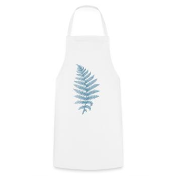 Artistic Fern Leaf Blue - Cooking Apron - white - Front - AI Model Male 185 dark (185cm)